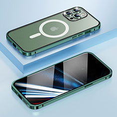 Coque Bumper Luxe Metal et Plastique Etui Housse avec Mag-Safe Magnetic Magnetique LF1 pour Apple iPhone 14 Pro Max Vert