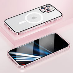 Coque Bumper Luxe Metal et Plastique Etui Housse avec Mag-Safe Magnetic Magnetique LF1 pour Apple iPhone 14 Pro Or Rose