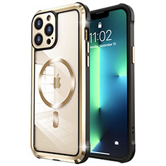 Coque Bumper Luxe Metal et Plastique Etui Housse avec Mag-Safe Magnetic Magnetique LF2 pour Apple iPhone 13 Pro Max Or