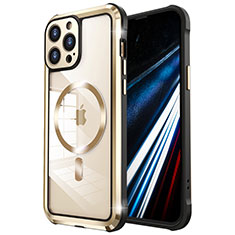 Coque Bumper Luxe Metal et Plastique Etui Housse avec Mag-Safe Magnetic Magnetique LF2 pour Apple iPhone 14 Pro Max Or