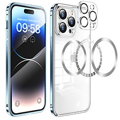 Coque Bumper Luxe Metal et Plastique Etui Housse avec Mag-Safe Magnetic Magnetique LF3 pour Apple iPhone 14 Pro Bleu