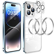 Coque Bumper Luxe Metal et Plastique Etui Housse avec Mag-Safe Magnetic Magnetique LF3 pour Apple iPhone 14 Pro Max Bleu