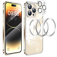 Coque Bumper Luxe Metal et Plastique Etui Housse avec Mag-Safe Magnetic Magnetique LF3 pour Apple iPhone 14 Pro Max Or