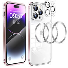Coque Bumper Luxe Metal et Plastique Etui Housse avec Mag-Safe Magnetic Magnetique LF3 pour Apple iPhone 14 Pro Max Or Rose