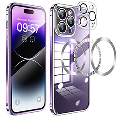 Coque Bumper Luxe Metal et Plastique Etui Housse avec Mag-Safe Magnetic Magnetique LF3 pour Apple iPhone 14 Pro Max Violet