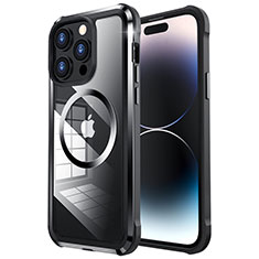 Coque Bumper Luxe Metal et Plastique Etui Housse avec Mag-Safe Magnetic Magnetique LF4 pour Apple iPhone 14 Pro Max Noir