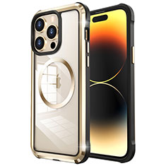 Coque Bumper Luxe Metal et Plastique Etui Housse avec Mag-Safe Magnetic Magnetique LF4 pour Apple iPhone 14 Pro Max Or