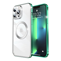 Coque Bumper Luxe Metal et Plastique Etui Housse avec Mag-Safe Magnetic Magnetique LF5 pour Apple iPhone 13 Pro Vert