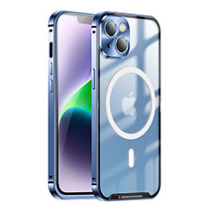 Coque Bumper Luxe Metal et Plastique Etui Housse avec Mag-Safe Magnetic Magnetique LK1 pour Apple iPhone 13 Bleu