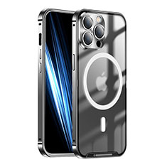 Coque Bumper Luxe Metal et Plastique Etui Housse avec Mag-Safe Magnetic Magnetique LK1 pour Apple iPhone 13 Pro Max Noir