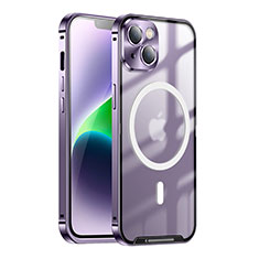 Coque Bumper Luxe Metal et Plastique Etui Housse avec Mag-Safe Magnetic Magnetique LK1 pour Apple iPhone 13 Violet