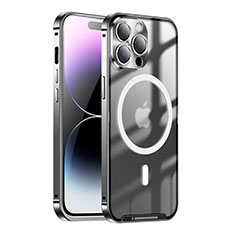 Coque Bumper Luxe Metal et Plastique Etui Housse avec Mag-Safe Magnetic Magnetique LK1 pour Apple iPhone 16 Pro Max Noir