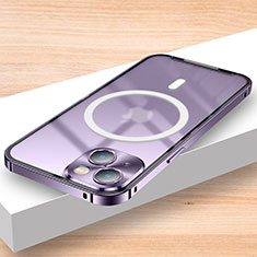 Coque Bumper Luxe Metal et Plastique Etui Housse avec Mag-Safe Magnetic Magnetique LK2 pour Apple iPhone 13 Violet