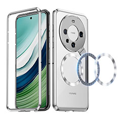 Coque Bumper Luxe Metal et Plastique Etui Housse avec Mag-Safe Magnetic Magnetique LK2 pour Huawei Mate 60 Argent