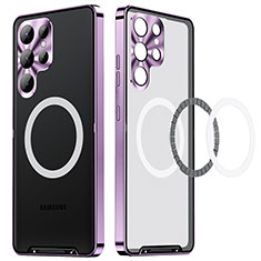 Coque Bumper Luxe Metal et Plastique Etui Housse avec Mag-Safe Magnetic Magnetique LK2 pour Samsung Galaxy S25 Ultra 5G Violet