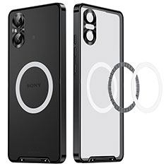 Coque Bumper Luxe Metal et Plastique Etui Housse avec Mag-Safe Magnetic Magnetique LK2 pour Sony Xperia 5 V Noir