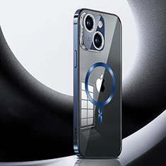 Coque Bumper Luxe Metal et Plastique Etui Housse avec Mag-Safe Magnetic Magnetique LK3 pour Apple iPhone 13 Bleu