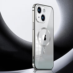 Coque Bumper Luxe Metal et Plastique Etui Housse avec Mag-Safe Magnetic Magnetique LK3 pour Apple iPhone 15 Plus Argent