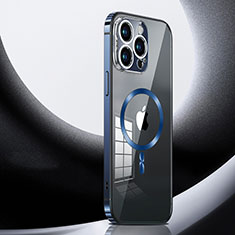 Coque Bumper Luxe Metal et Plastique Etui Housse avec Mag-Safe Magnetic Magnetique LK3 pour Apple iPhone 15 Pro Max Bleu