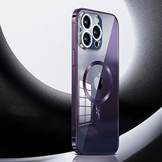 Coque Bumper Luxe Metal et Plastique Etui Housse avec Mag-Safe Magnetic Magnetique LK3 pour Apple iPhone 15 Pro Max Violet