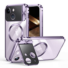 Coque Bumper Luxe Metal et Plastique Etui Housse avec Mag-Safe Magnetic Magnetique LK4 pour Apple iPhone 14 Violet