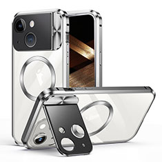 Coque Bumper Luxe Metal et Plastique Etui Housse avec Mag-Safe Magnetic Magnetique LK4 pour Apple iPhone 15 Plus Argent