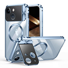 Coque Bumper Luxe Metal et Plastique Etui Housse avec Mag-Safe Magnetic Magnetique LK4 pour Apple iPhone 15 Plus Bleu