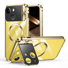 Coque Bumper Luxe Metal et Plastique Etui Housse avec Mag-Safe Magnetic Magnetique LK4 pour Apple iPhone 15 Plus Or