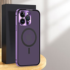 Coque Bumper Luxe Metal et Plastique Etui Housse avec Mag-Safe Magnetic Magnetique LK5 pour Apple iPhone 15 Pro Max Violet