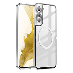 Coque Bumper Luxe Metal et Plastique Etui Housse avec Mag-Safe Magnetic Magnetique P01 pour Samsung Galaxy S21 5G Argent