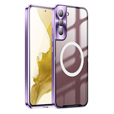 Coque Bumper Luxe Metal et Plastique Etui Housse avec Mag-Safe Magnetic Magnetique P01 pour Samsung Galaxy S21 5G Violet