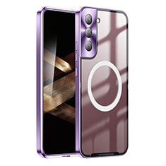 Coque Bumper Luxe Metal et Plastique Etui Housse avec Mag-Safe Magnetic Magnetique P01 pour Samsung Galaxy S25 5G Violet