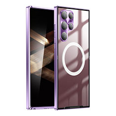 Coque Bumper Luxe Metal et Plastique Etui Housse avec Mag-Safe Magnetic Magnetique P01 pour Samsung Galaxy S25 Ultra 5G Violet