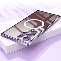 Coque Bumper Luxe Metal et Plastique Etui Housse avec Mag-Safe Magnetic Magnetique pour Samsung Galaxy S21 Ultra 5G Violet