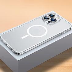Coque Bumper Luxe Metal et Plastique Etui Housse avec Mag-Safe Magnetic Magnetique QC2 pour Apple iPhone 13 Pro Argent