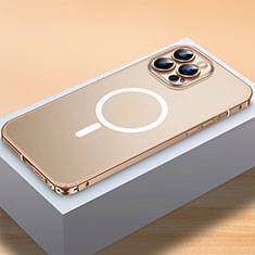 Coque Bumper Luxe Metal et Plastique Etui Housse avec Mag-Safe Magnetic Magnetique QC2 pour Apple iPhone 13 Pro Max Or
