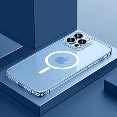 Coque Bumper Luxe Metal et Plastique Etui Housse avec Mag-Safe Magnetic Magnetique QC3 pour Apple iPhone 12 Pro Max Bleu