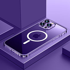 Coque Bumper Luxe Metal et Plastique Etui Housse avec Mag-Safe Magnetic Magnetique QC3 pour Apple iPhone 13 Pro Violet