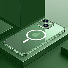 Coque Bumper Luxe Metal et Plastique Etui Housse avec Mag-Safe Magnetic Magnetique QC3 pour Apple iPhone 13 Vert