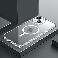 Coque Bumper Luxe Metal et Plastique Etui Housse avec Mag-Safe Magnetic Magnetique QC3 pour Apple iPhone 14 Argent