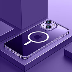 Coque Bumper Luxe Metal et Plastique Etui Housse avec Mag-Safe Magnetic Magnetique QC3 pour Apple iPhone 14 Violet