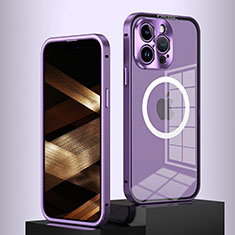 Coque Bumper Luxe Metal et Plastique Etui Housse avec Mag-Safe Magnetic Magnetique QC5 pour Apple iPhone 14 Pro Max Violet