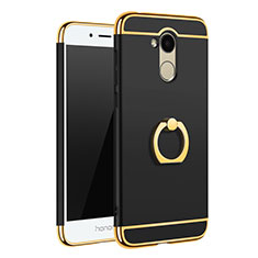 Coque Bumper Luxe Metal et Plastique Etui Housse avec Support Bague Anneau A01 pour Huawei Honor 6A Noir