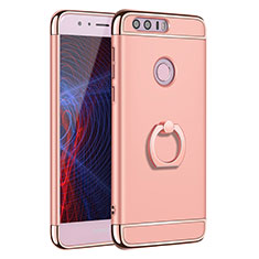 Coque Bumper Luxe Metal et Plastique Etui Housse avec Support Bague Anneau A01 pour Huawei Honor 8 Or Rose