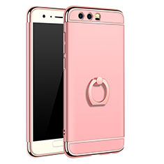 Coque Bumper Luxe Metal et Plastique Etui Housse avec Support Bague Anneau A01 pour Huawei Honor 9 Or Rose