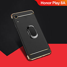 Coque Bumper Luxe Metal et Plastique Etui Housse avec Support Bague Anneau A01 pour Huawei Honor Play 8A Noir