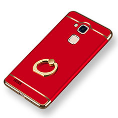 Coque Bumper Luxe Metal et Plastique Etui Housse avec Support Bague Anneau A01 pour Huawei Mate 7 Rouge