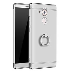 Coque Bumper Luxe Metal et Plastique Etui Housse avec Support Bague Anneau A01 pour Huawei Mate 8 Argent