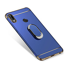 Coque Bumper Luxe Metal et Plastique Etui Housse avec Support Bague Anneau A01 pour Huawei P Smart+ Plus Bleu