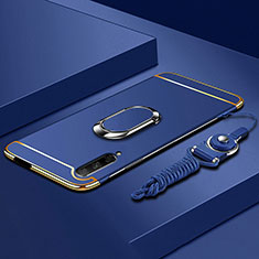 Coque Bumper Luxe Metal et Plastique Etui Housse avec Support Bague Anneau A01 pour Huawei P Smart Pro (2019) Bleu